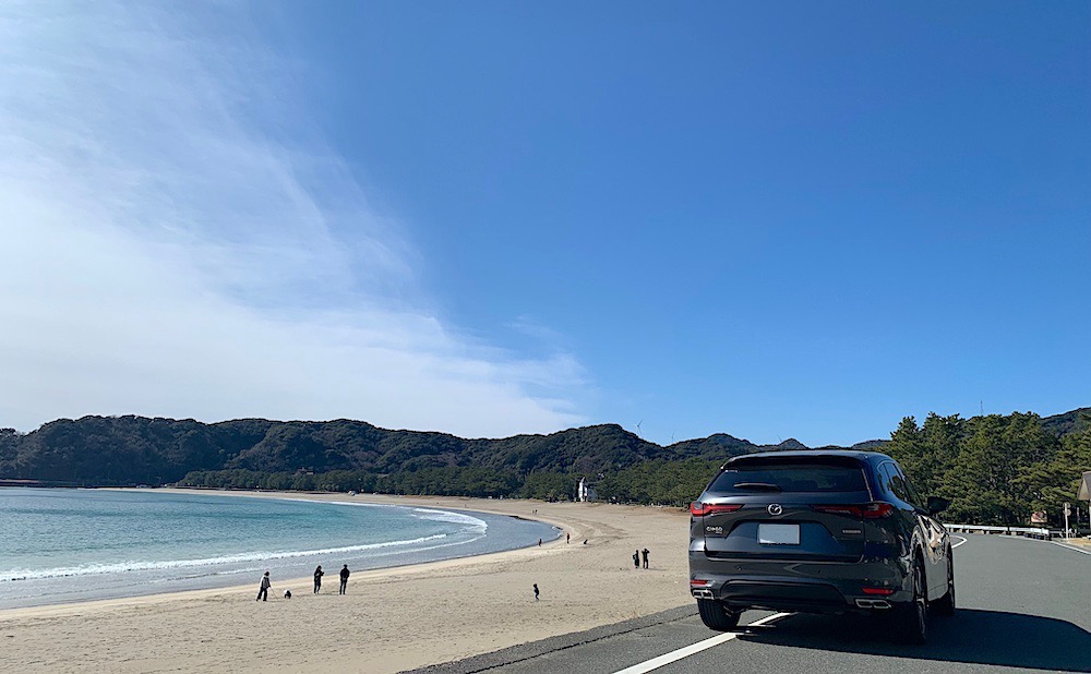 車の写真撮影スポット：弓ヶ浜（静岡県賀茂郡南伊豆町）