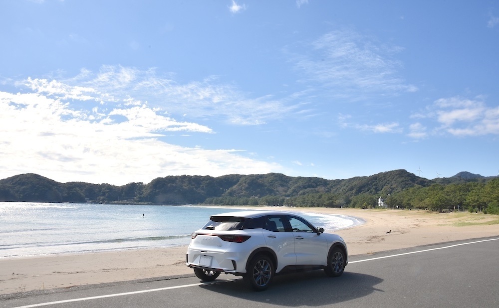 車の写真撮影スポット：弓ヶ浜（静岡県賀茂郡南伊豆町）